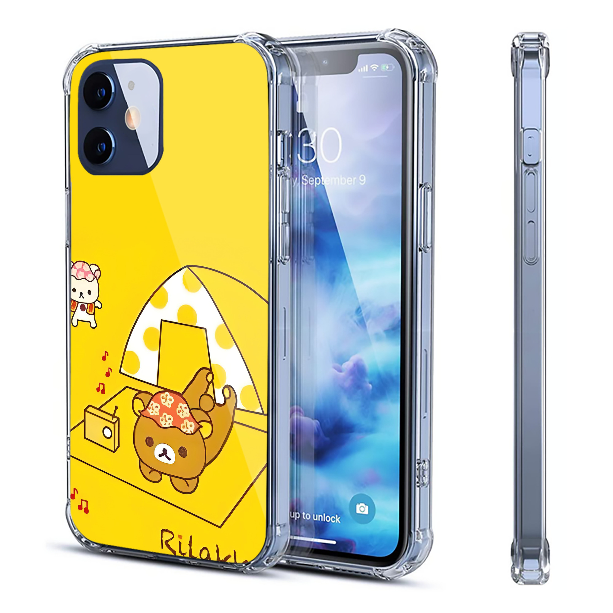 （画像用） リラックマ リラックマ キイロイトリ Rilakkuma Korilakkuma Kiiroitori 【iPhone 12シリーズ対応】透明スマホケース（クリアソフトケース）
